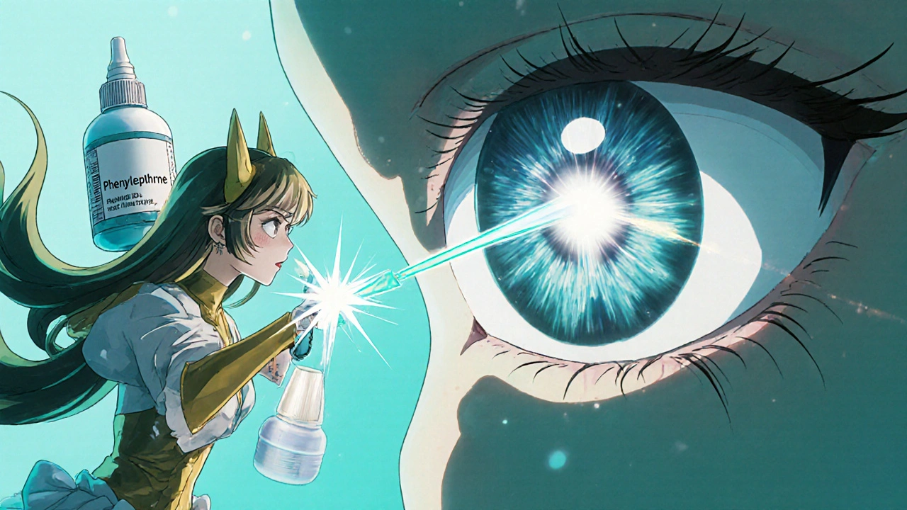Magical heroine uses a wand to open a closing eye angle while medication villains loom.