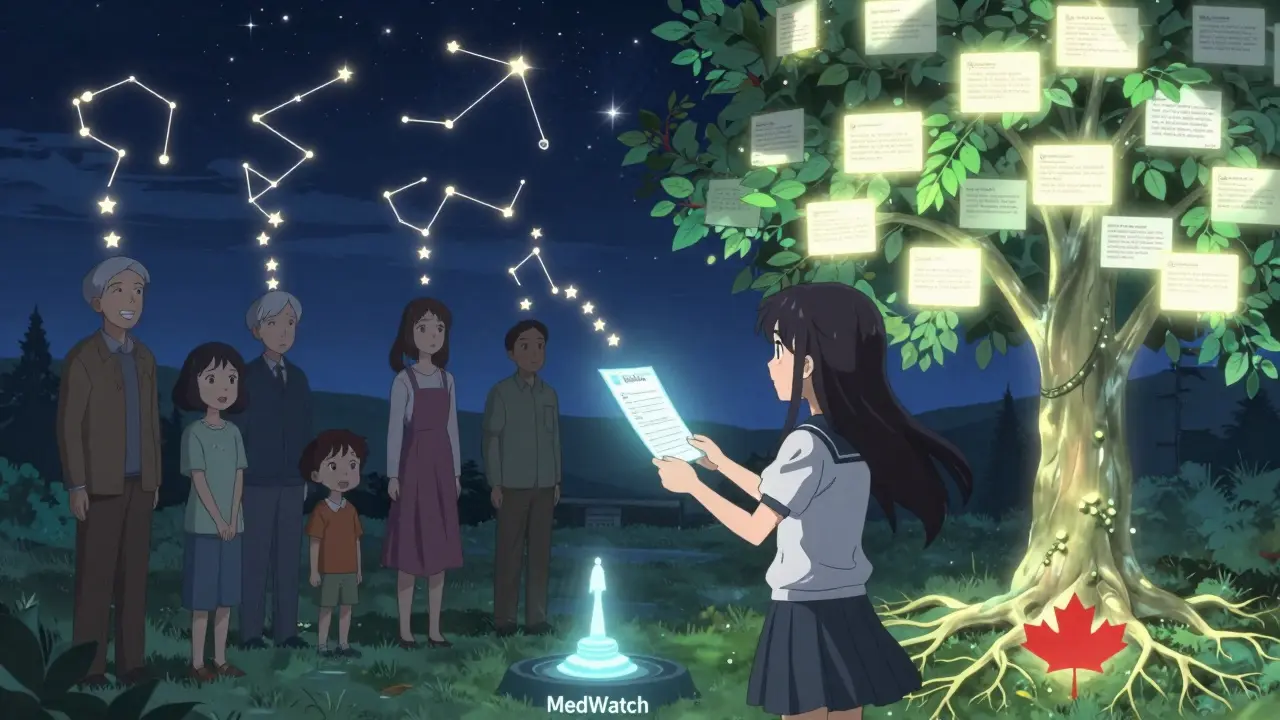 Magical girl sending a safety report to a portal as side effect shadows turn to stars.