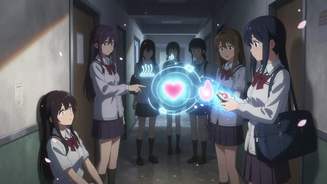 Teens discovering an overdose in a hallway, one holding a glowing naloxone kit as magical energy pulses around them.